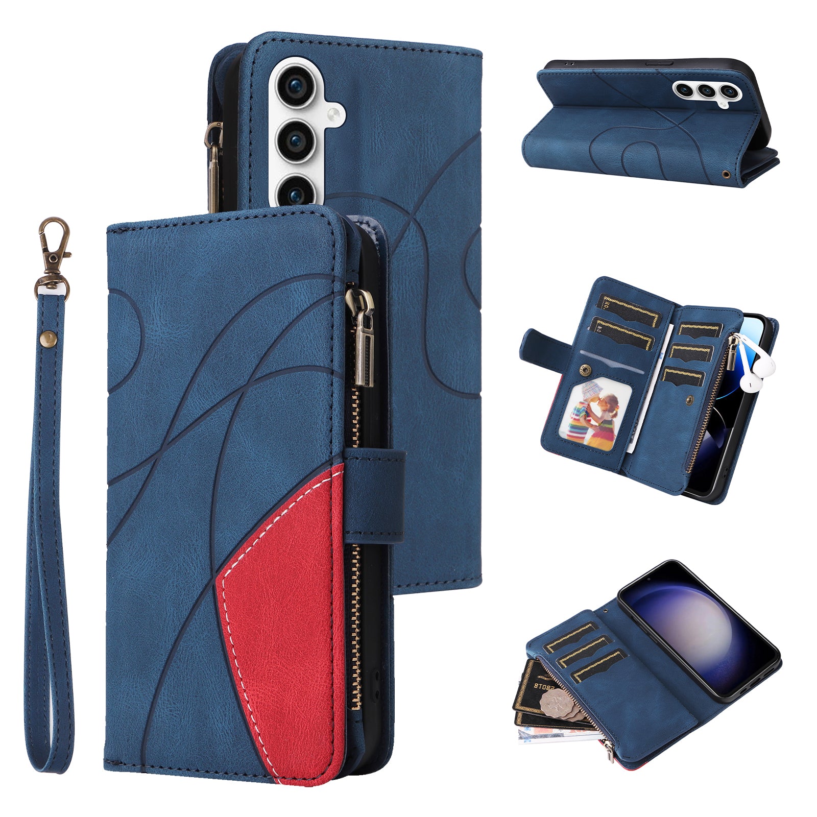 KT Multi-function Series-5 For Samsung Galaxy S23 FE Zipper Wallet Stand Case 9 Card Slots Splicing PU Leather Cover KT Multi-function Series-5 For Samsung Galaxy S23 FE Zipper Wallet Stand Case 9 Card Slots Splicing PU Leather Cover